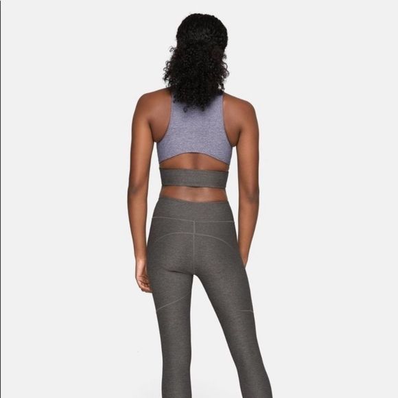 Outdoor Voices Tri Tone Slashback Crop Top in Ballet, Storm, & Olive - Picture 3 of 11